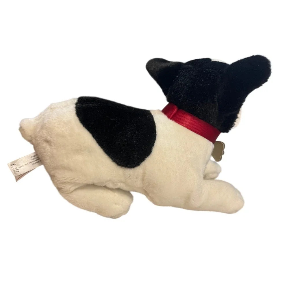 FAO Schwarz French Bulldog Plush Stuffed Animal Black White Dog Toy